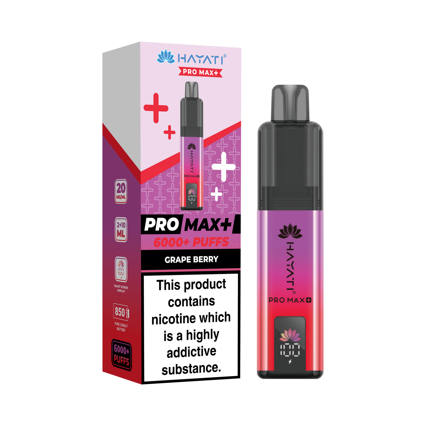 Buy Hayati Pro Max Plus 6000 Prefilled Vape Box of 5 Grape Berry