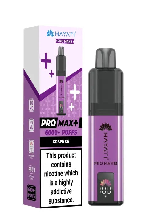 Buy Hayati Pro Max Plus 6000 Prefilled Vape Box of 5 Grape GB