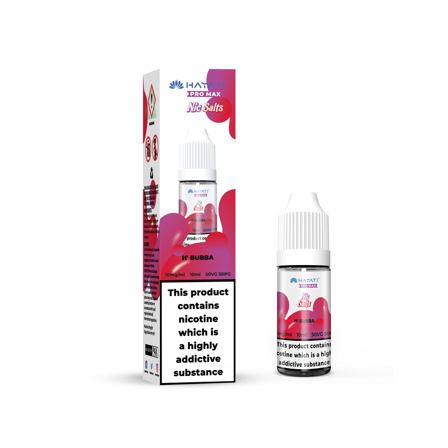Buy Hayati Pro Max 10ml Nic Salt E-Liquid - Pack of 10 H'Bubba