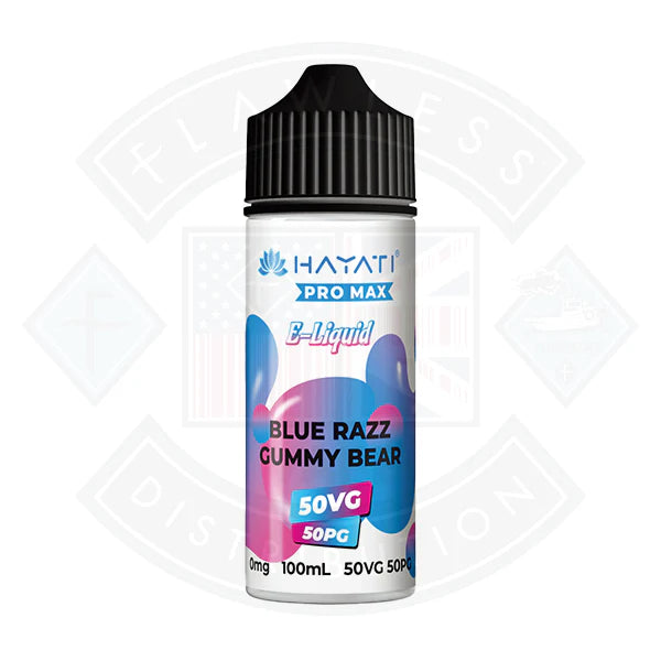 Buy Hayati Pro Max 50/50 - Blue Razz Gummy Bear 0mg 100ml Shortfill