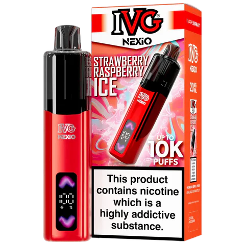 Buy IVG Nexio 10k Pod Vape Kit Box of 5 Strawberry Raspberry Ice