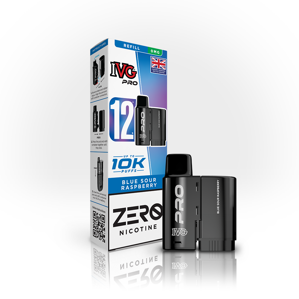 Buy 0MG IVG Pro 12 Prefilled Vape Pods Pack of 5 Blue Sour Raspberry