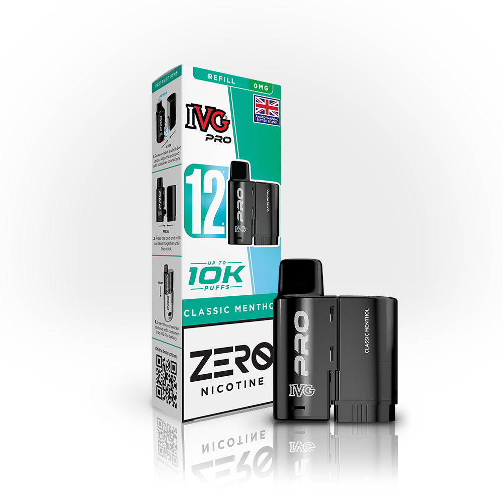 Buy 0MG IVG Pro 12 Prefilled Vape Pods Pack of 5 Classic Menthol