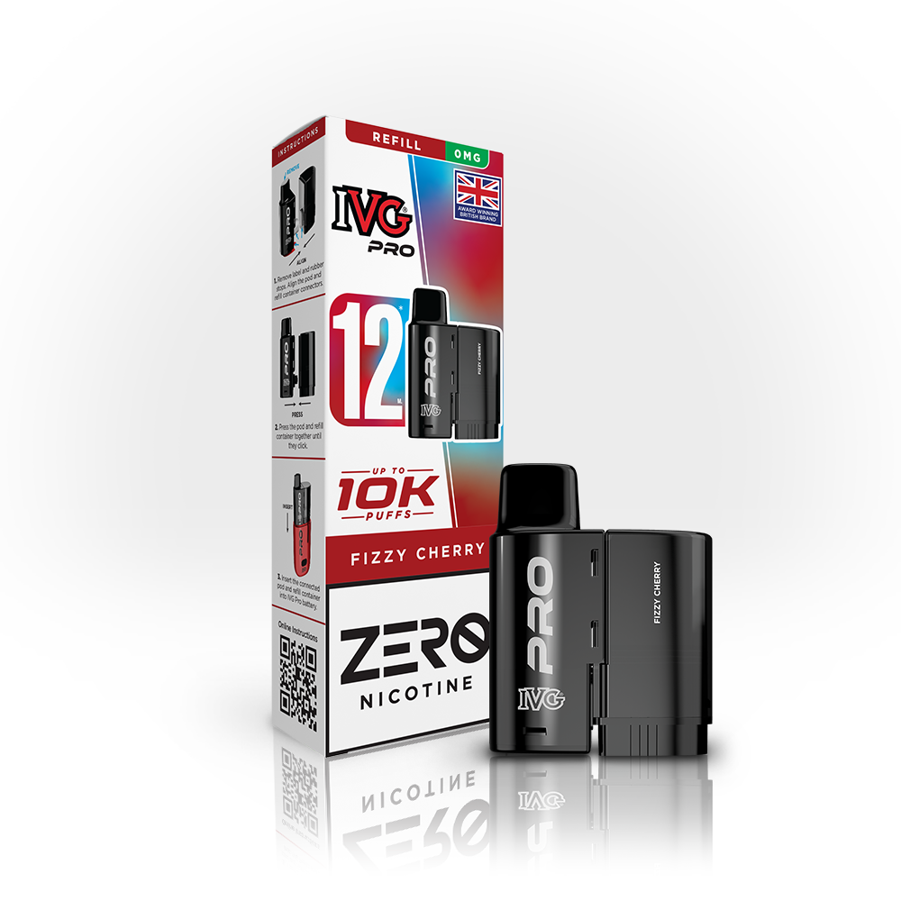 Buy 0MG IVG Pro 12 Prefilled Vape Pods Pack of 5 Fizzy Cherry