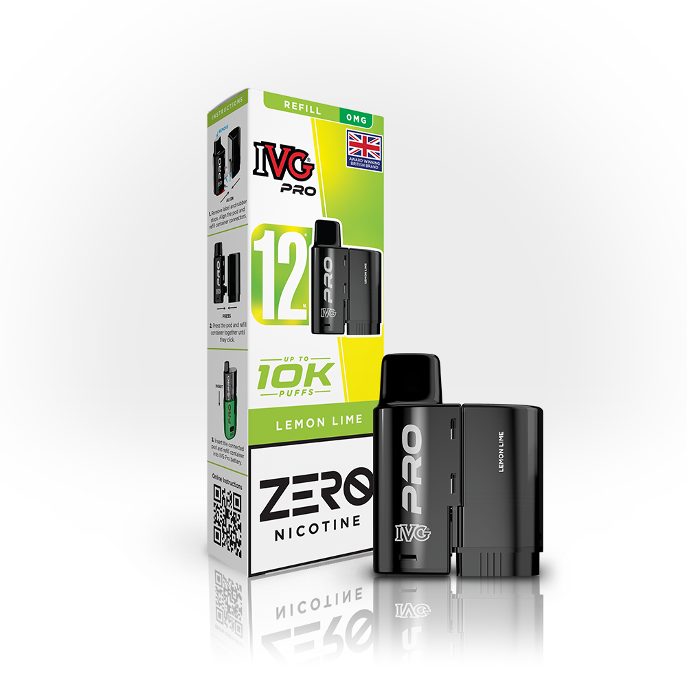 Buy 0MG IVG Pro 12 Prefilled Vape Pods Pack of 5 Lemon Lime
