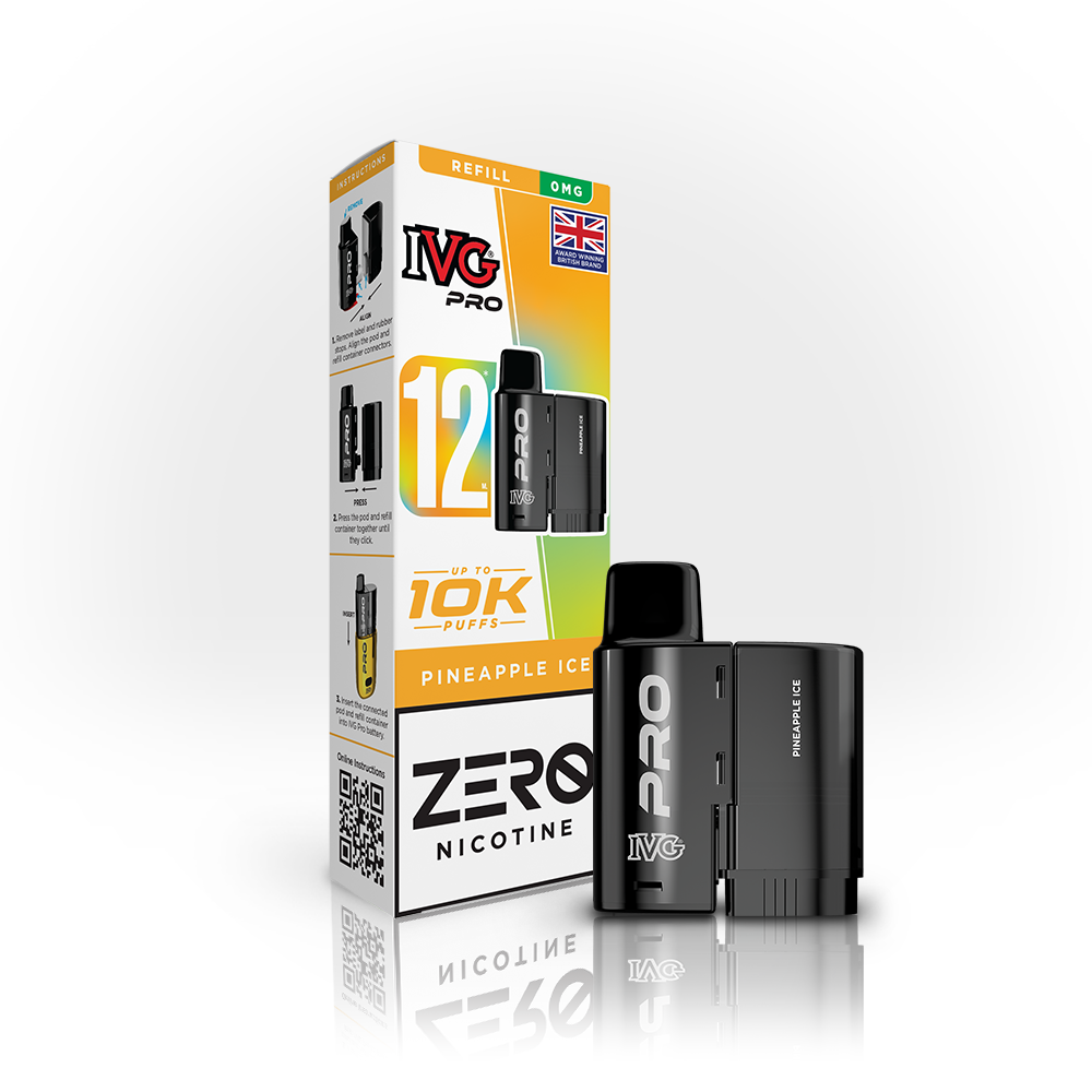 Buy 0MG IVG Pro 12 Prefilled Vape Pods Pack of 5 Pineapple Ice
