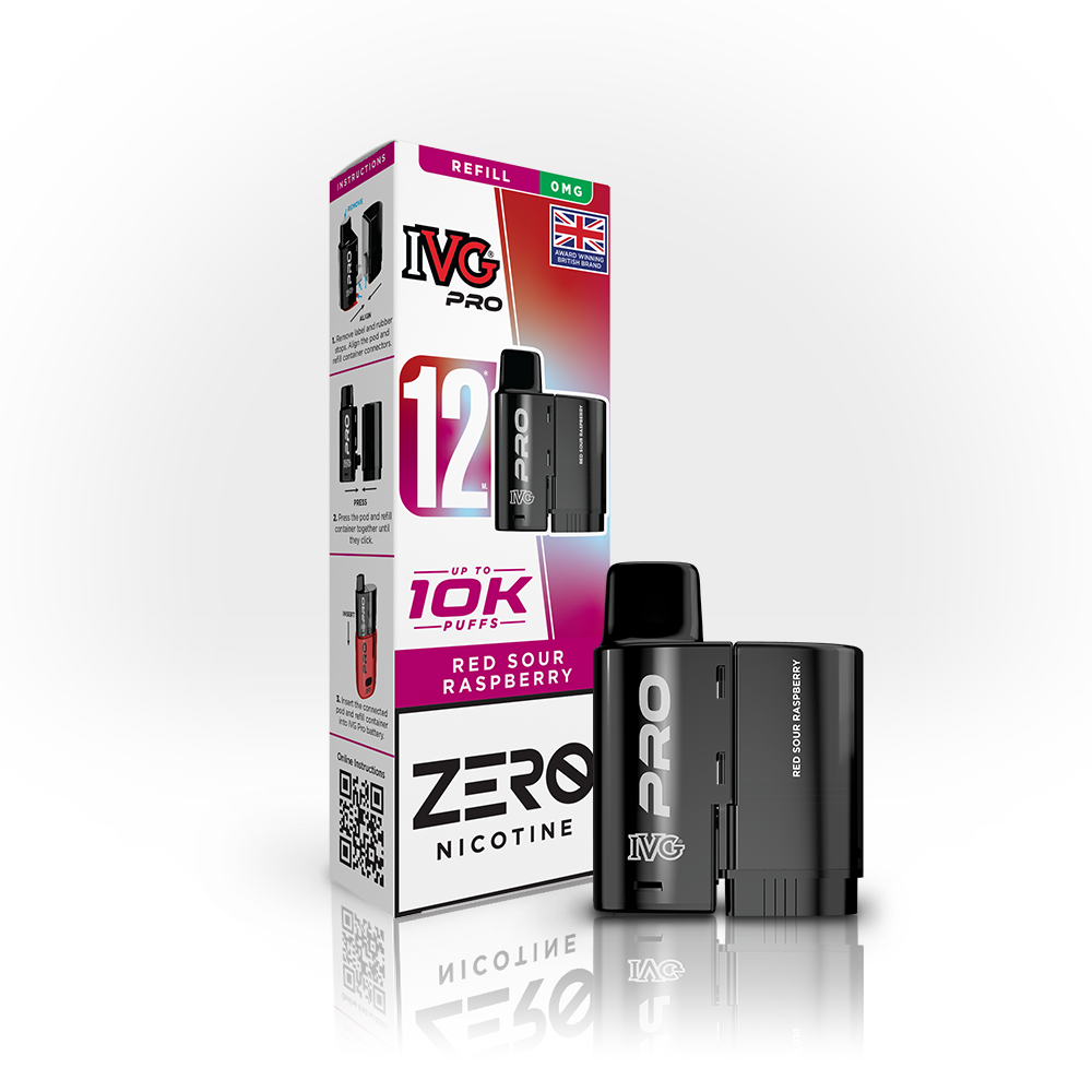 Buy 0MG IVG Pro 12 Prefilled Vape Pods Pack of 5 Red Sour Raspberry