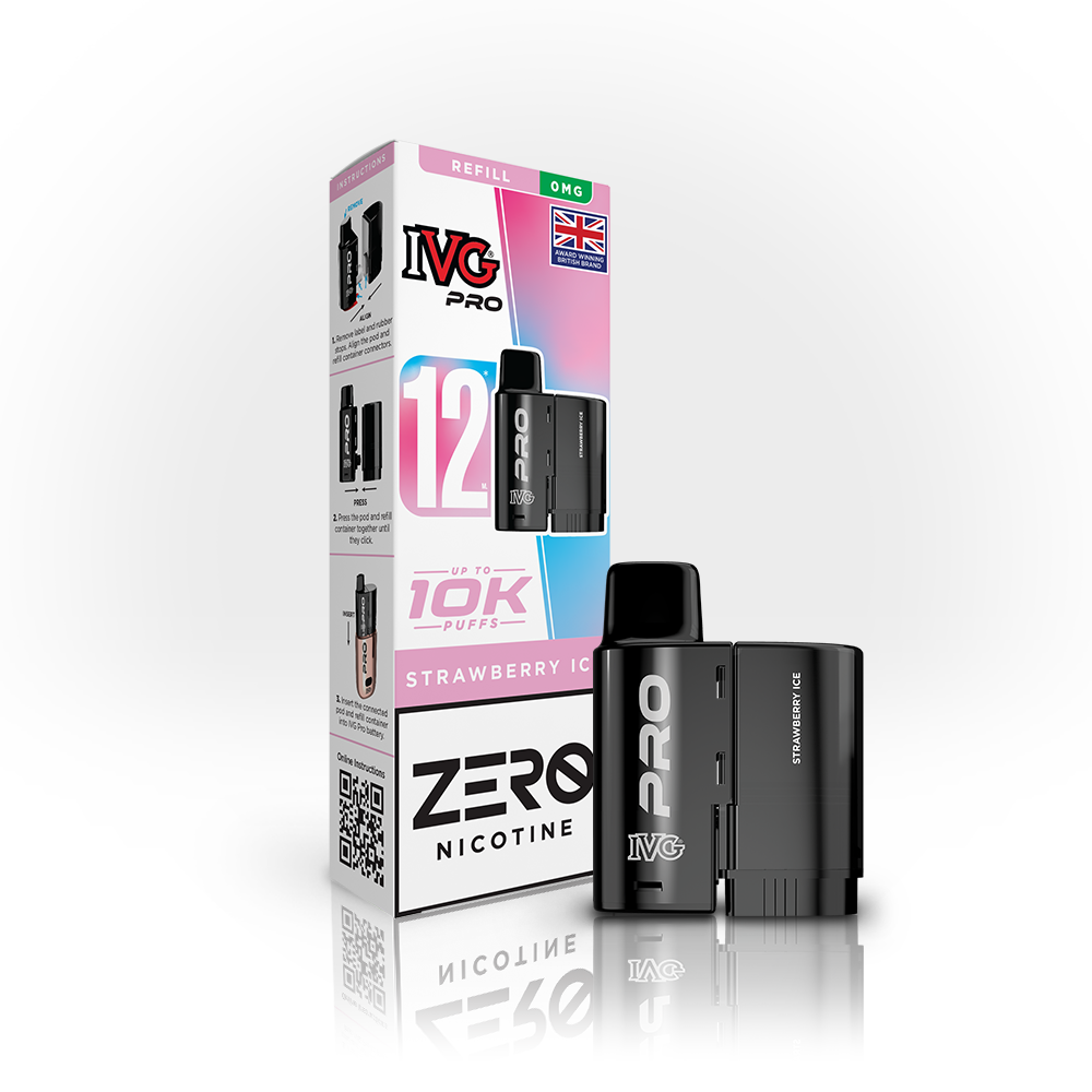 Buy 0MG IVG Pro 12 Prefilled Vape Pods Pack of 5 Strawberry Ice