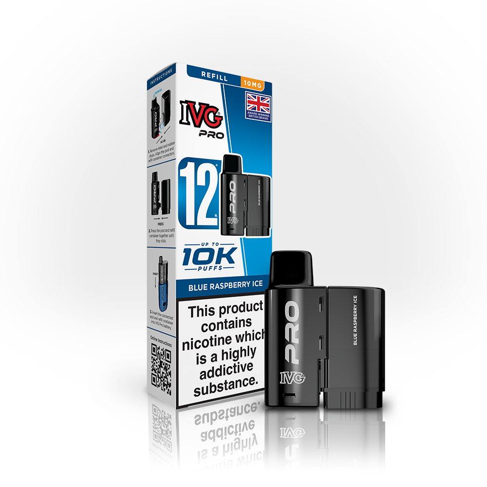 Buy 10MG IVG Pro 12 Prefilled Vape Pods Pack of 5 Blue Raspberry Ice