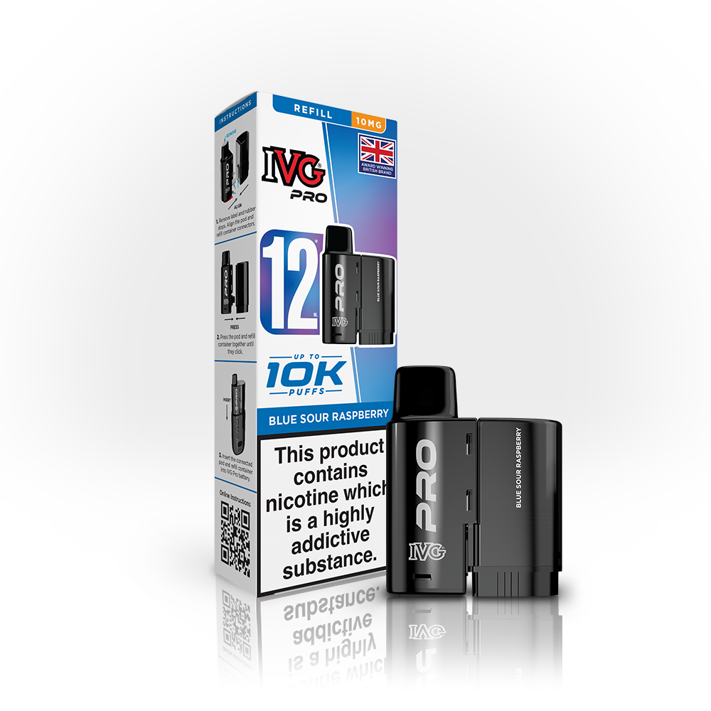 Buy 10MG IVG Pro 12 Prefilled Vape Pods Pack of 5 Blue Sour Raspberry