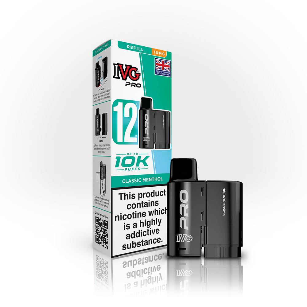 Buy 10MG IVG Pro 12 Prefilled Vape Pods Pack of 5 Classic Menthol