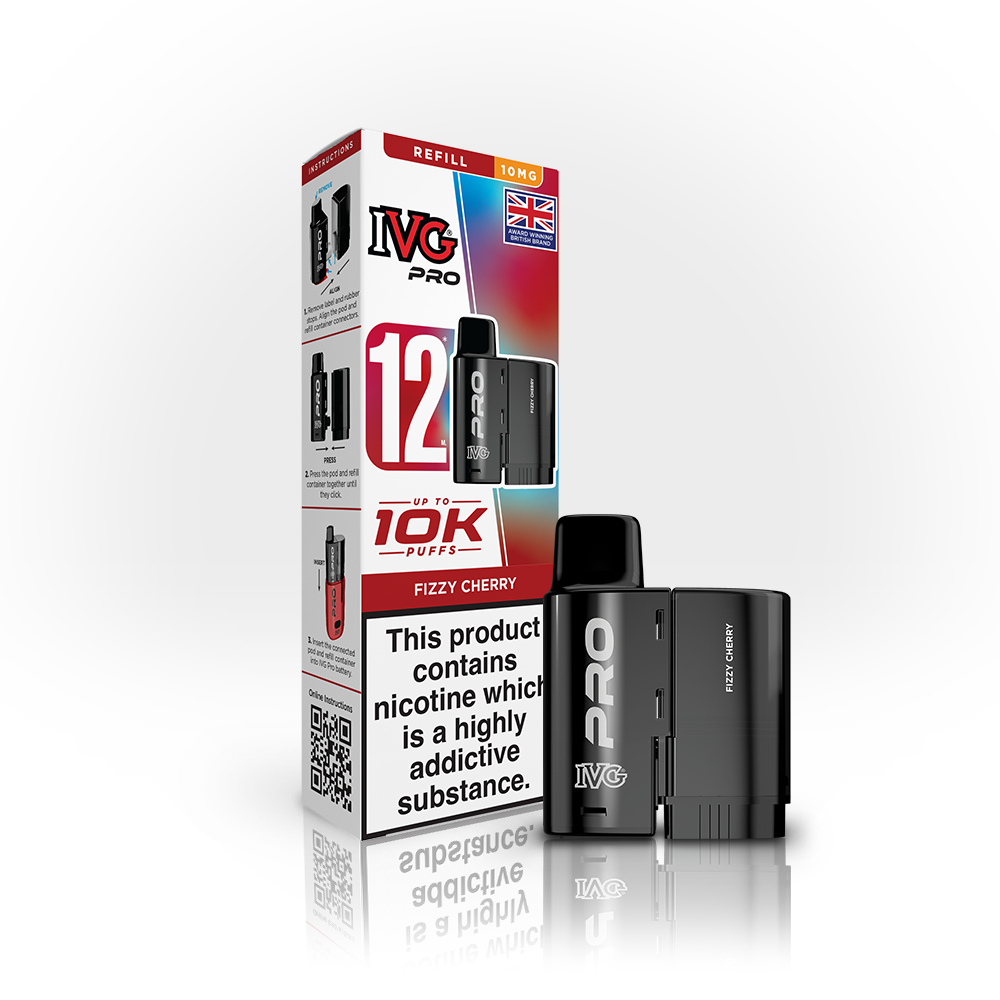 Buy 10MG IVG Pro 12 Prefilled Vape Pods Pack of 5 Fizzy Cherry