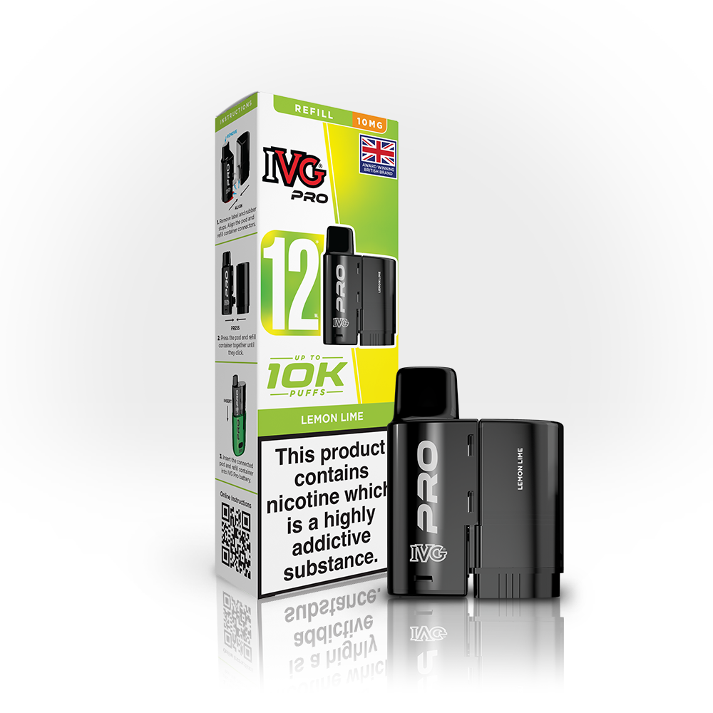 Buy 10MG IVG Pro 12 Prefilled Vape Pods Pack of 5 Lemon Lime
