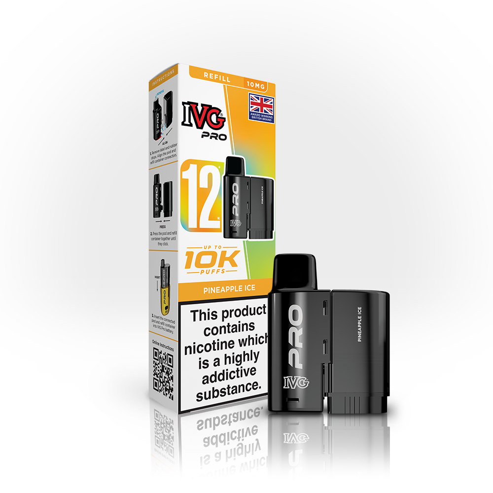 Buy 10MG IVG Pro 12 Prefilled Vape Pods Pack of 5 Pineapple Ice