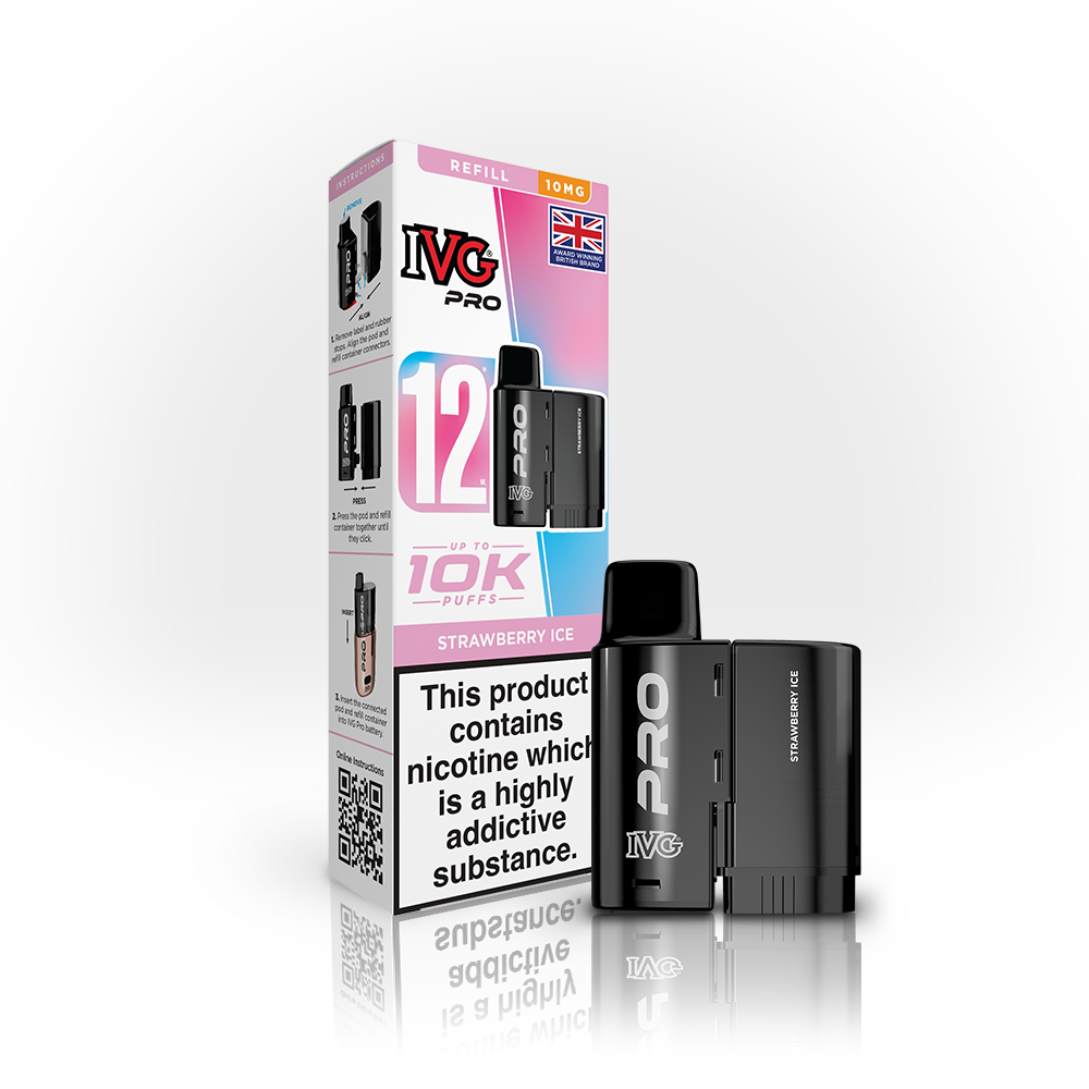 Buy 10MG IVG Pro 12 Prefilled Vape Pods Pack of 5 Strawberry Ice