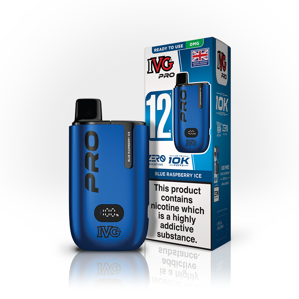 Buy 0MG IVG Pro 12 Prefilled Vape Pod Kit Box of 5 Blue Raspberry Ice