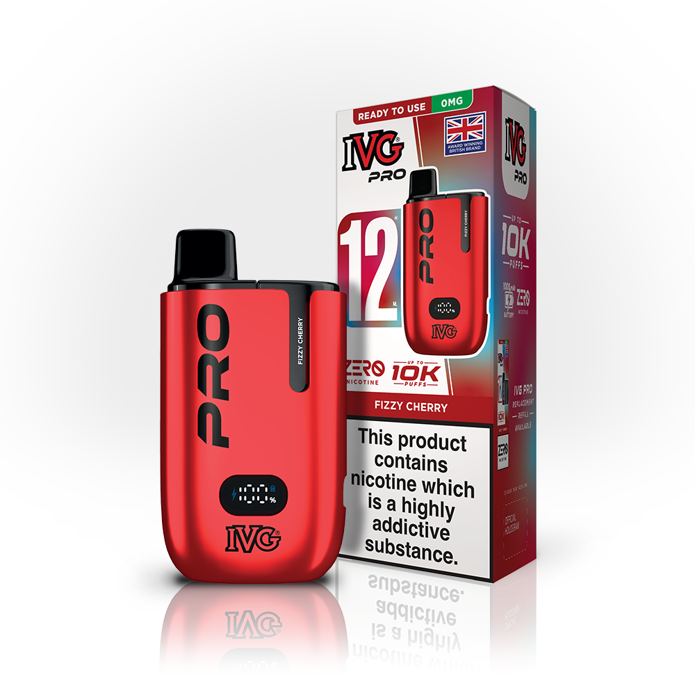 Buy 0MG IVG Pro 12 Prefilled Vape Pod Kit Box of 5 Fizzy Cherry