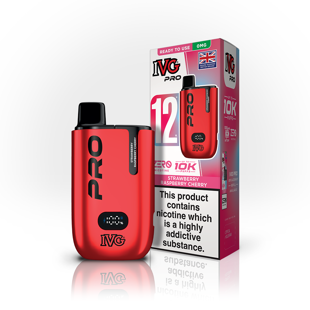 Buy 0MG IVG Pro 12 Prefilled Vape Pod Kit Box of 5 Strawberry Raspberry Cherry