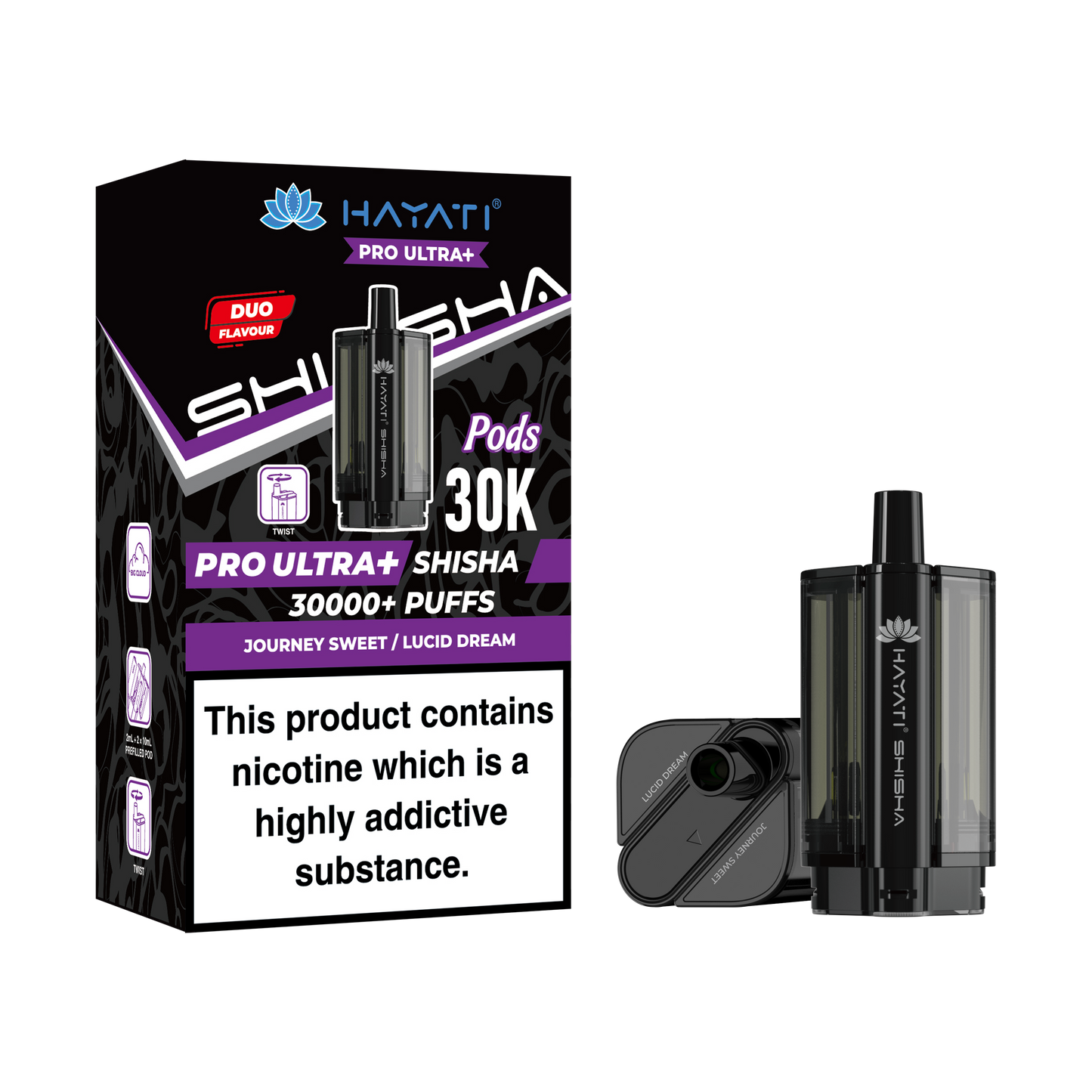 Buy Hayati Pro Ultra Plus Shisha 30k Prefilled Pods Box of 5 Jouney Sweet Lucid Dream