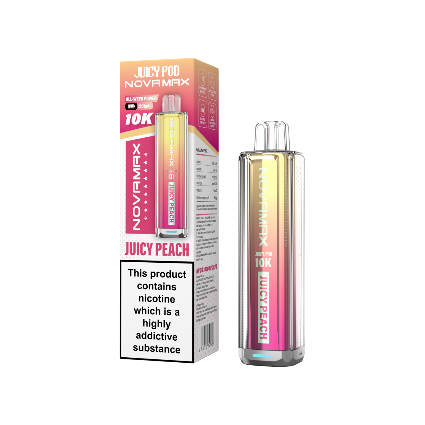 Buy Juicy Pod Novamax 10k Prefilled Pod Vape Kit Pack of 5 Juicy Peach