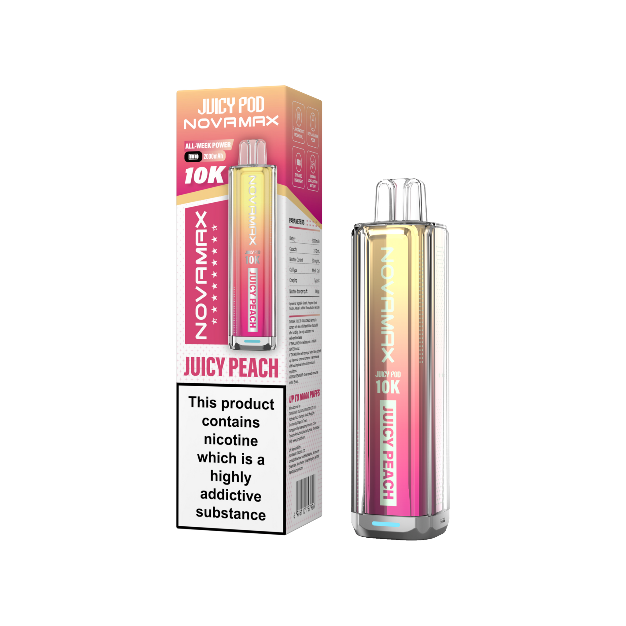 Buy Juicy Pod Novamax 10k Prefilled Pod Vape Kit Pack of 5 Juicy Peach