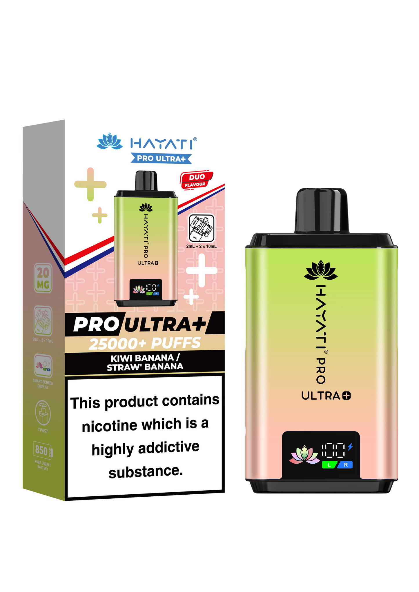 Buy Hayati Pro Ultra Plus 25k Prefilled Vape Kit Box of 5 Kiwi Banana Strawberry Banana