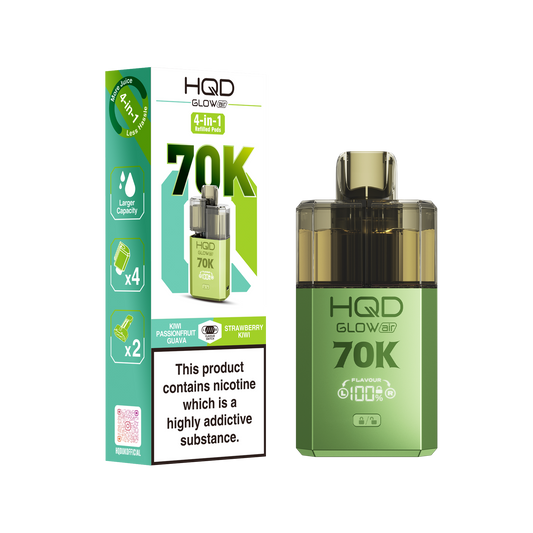 Buy HQD Glow Air 70K Prefilled Pod Vape Kit Box of 5 Kiwi Passionfruit Guava + Strawberry Kiwi