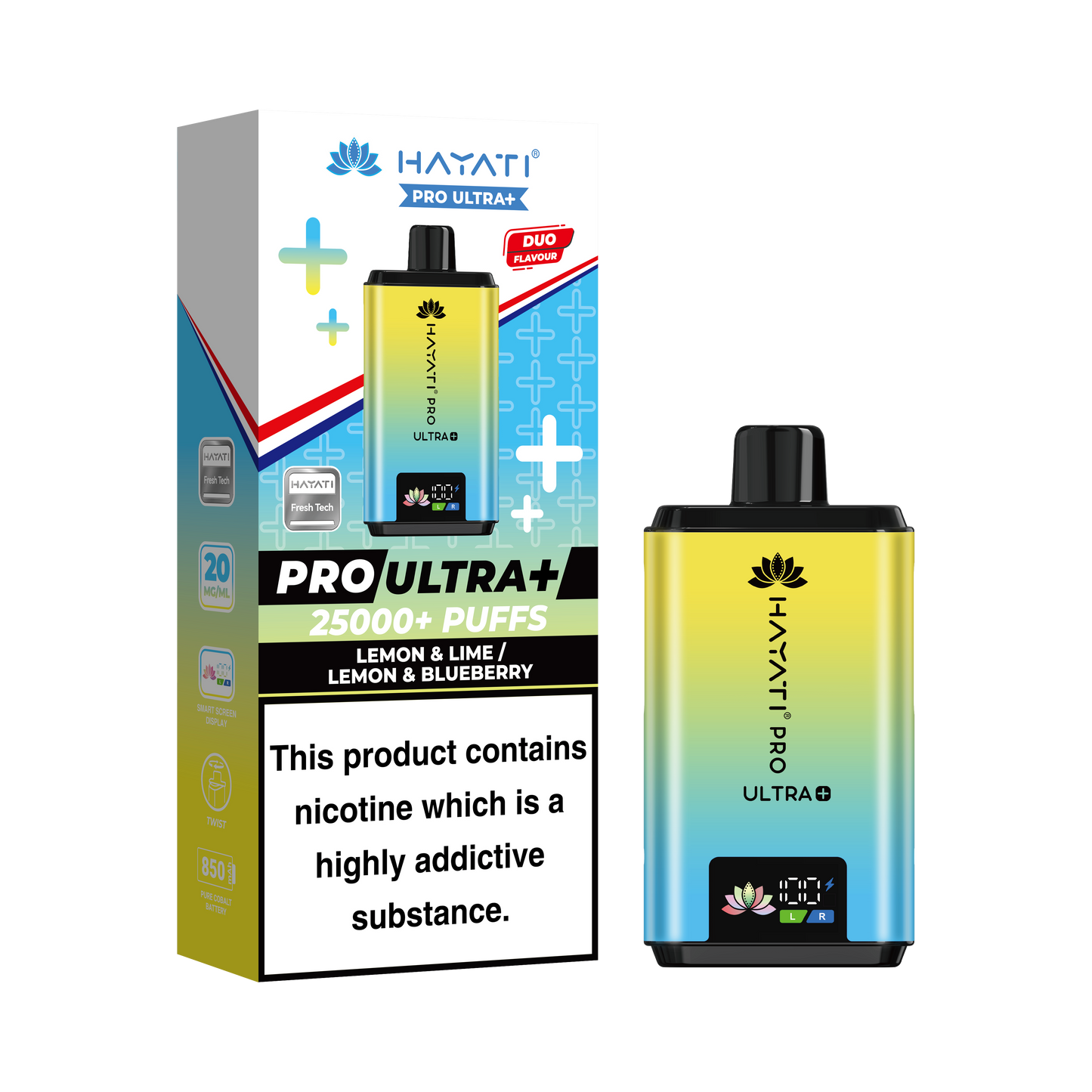 Buy Hayati Pro Ultra Plus 25k Prefilled Vape Kit Box of 5 Lemon Lime Lemon Blueberry