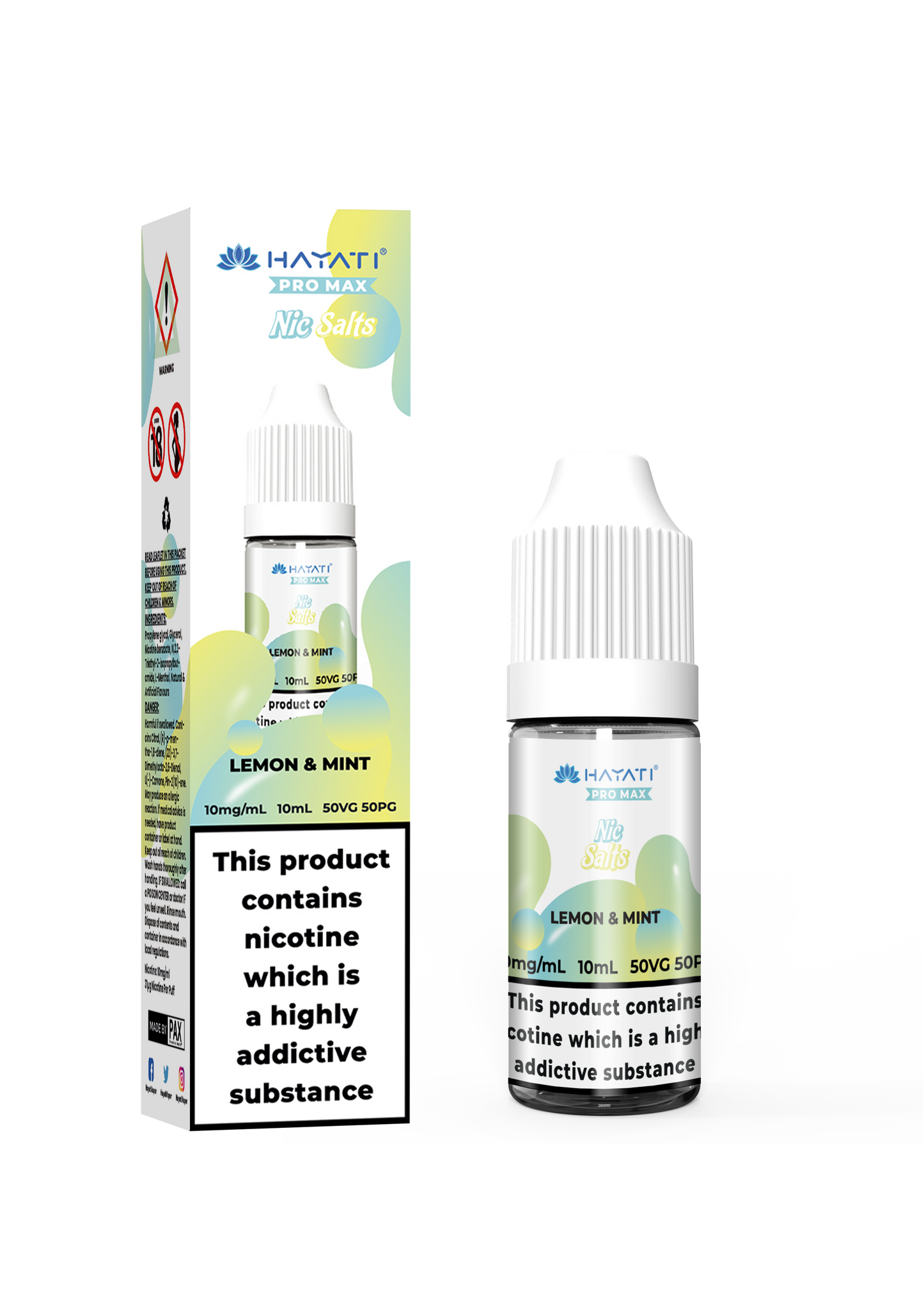 Buy Hayati Pro Max 10ml Nic Salt E-Liquid - Pack of 10 Lemon & Mint