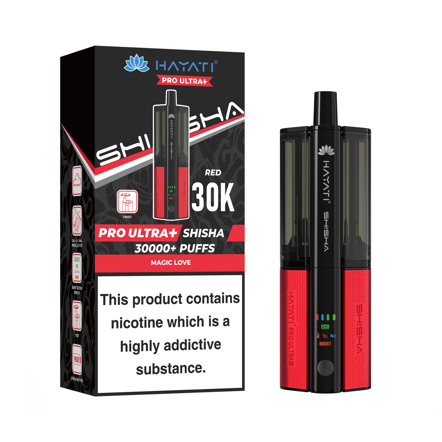 Buy Hayati Pro Ultra Plus Shisha 30k Vape Kit Box of 5 Magic Love Magic Love