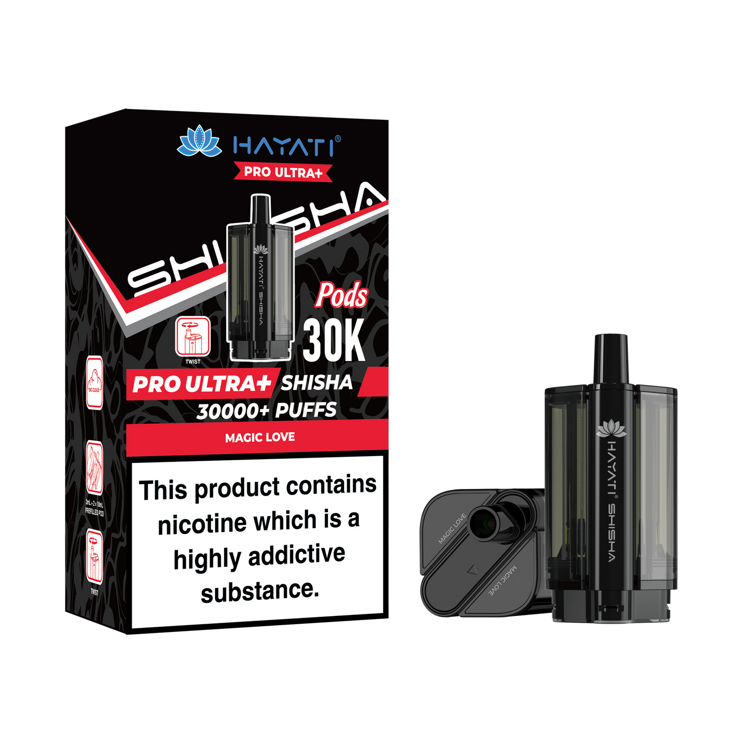 Buy Hayati Pro Ultra Plus Shisha 30k Prefilled Pods Box of 5 Magic Love Magic Love