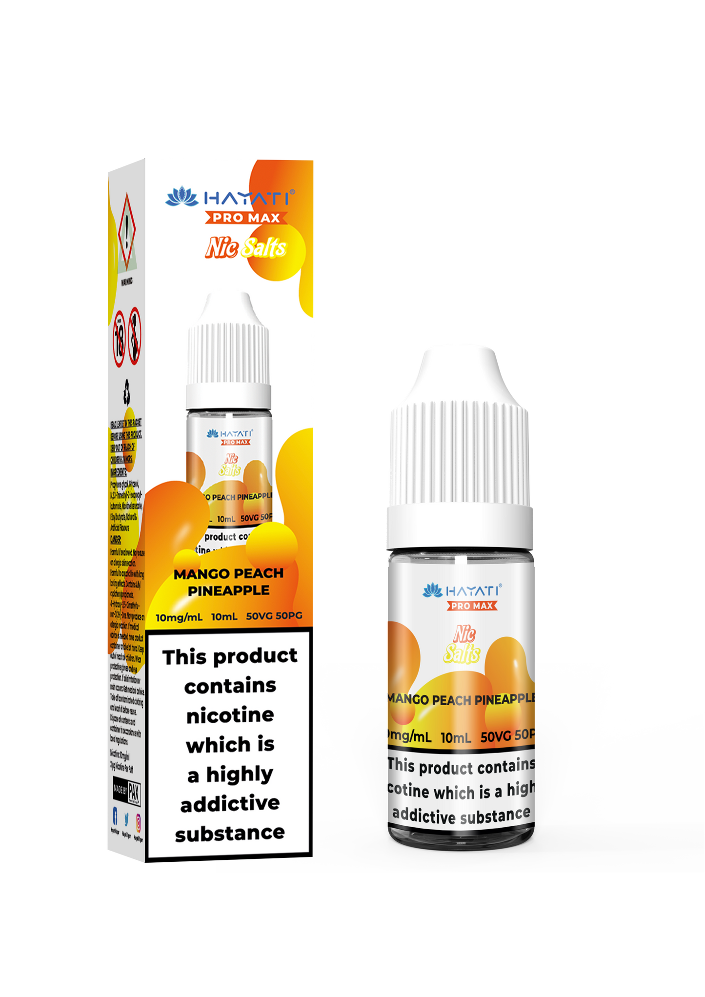 Buy Hayati Pro Max 10ml Nic Salt E-Liquid - Pack of 10 Mango Peach Pineapple