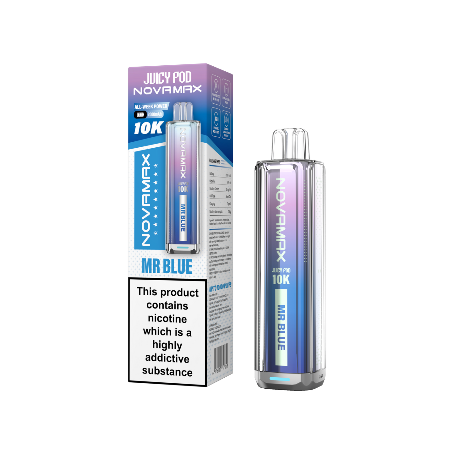 Buy Juicy Pod Novamax 10k Prefilled Pod Vape Kit Pack of 5 Mr Blue
