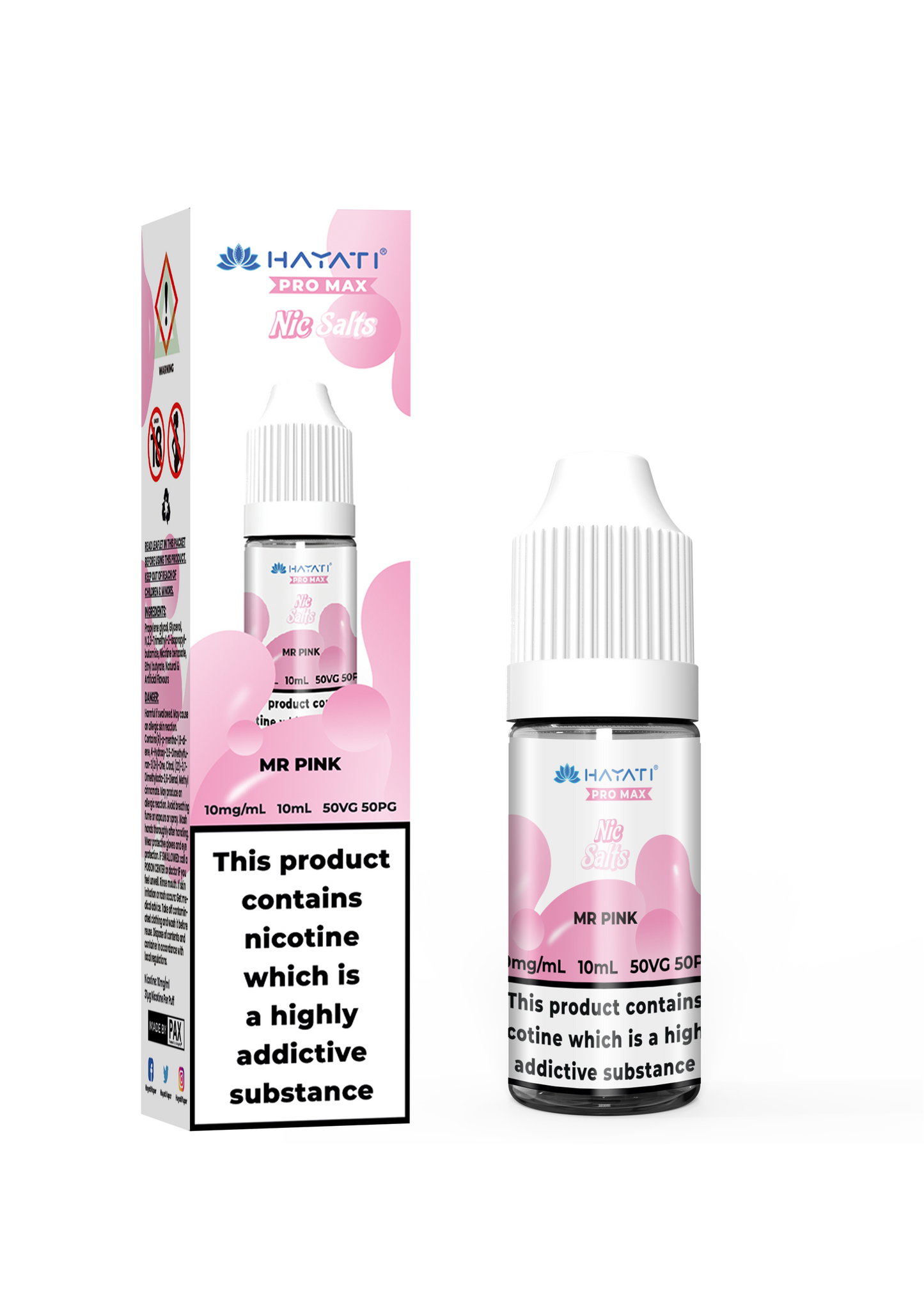 Buy Hayati Pro Max 10ml Nic Salt E-Liquid - Pack of 10 Mr Pink