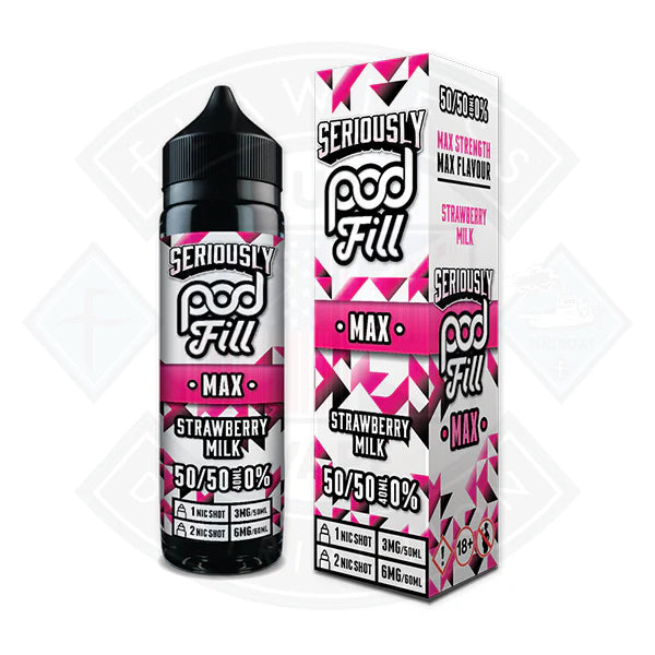 Buy Doozy Vape Seriously Pod Fill MAX 50/50 - Strawberry Milk 40ml 0mg Shortfill E-Liquid
