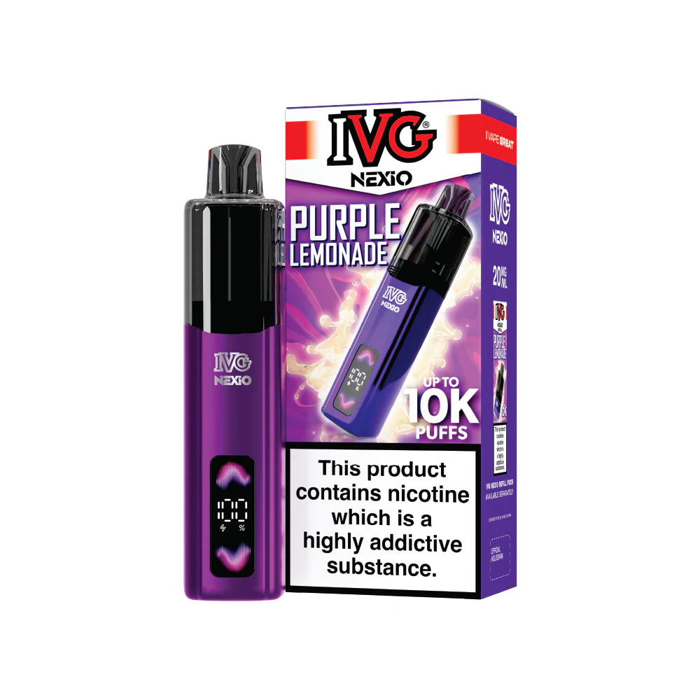 Buy IVG Nexio 10k Pod Vape Kit Box of 5 Purple Lemonade