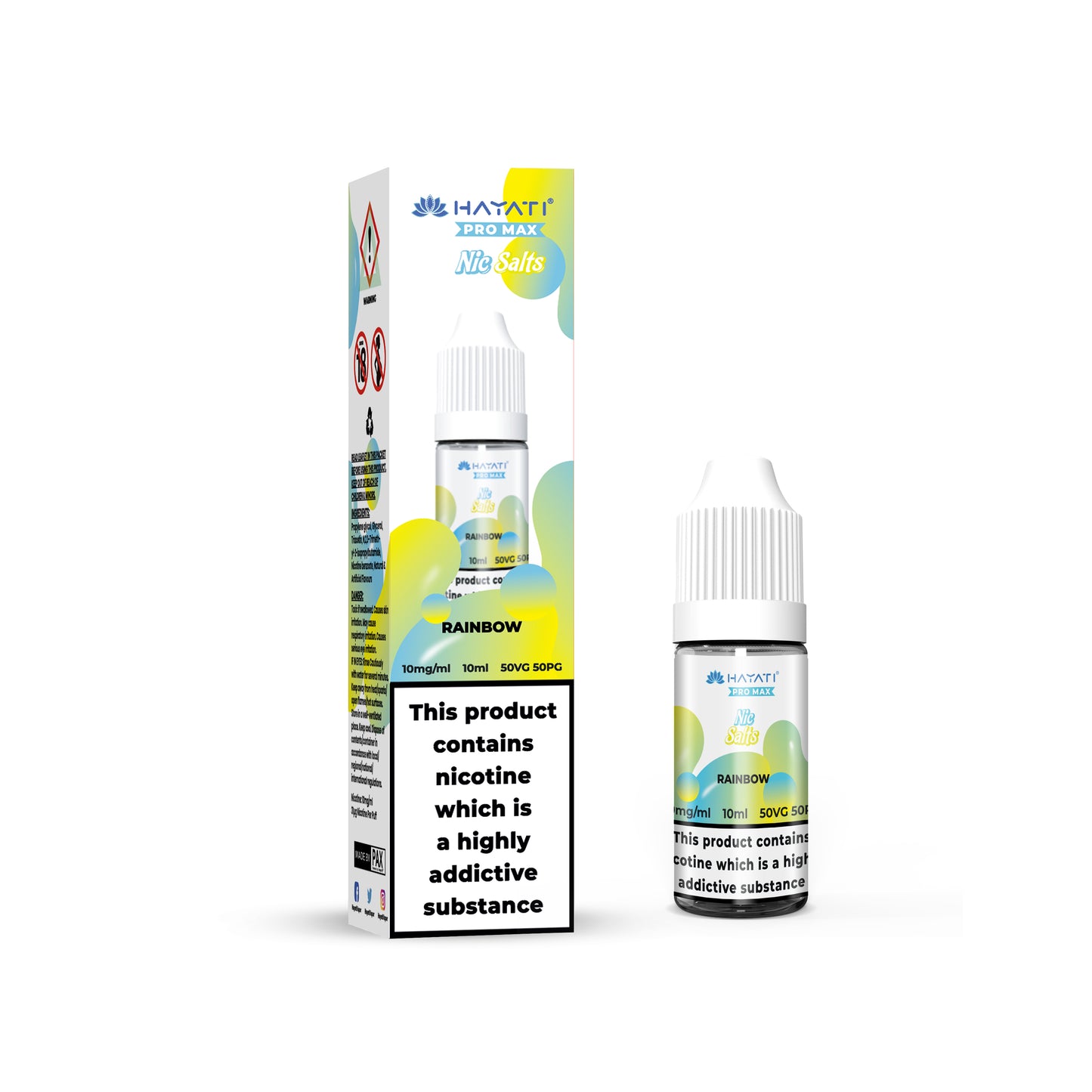 Buy Hayati Pro Max 10ml Nic Salt E-Liquid - Pack of 10 Rainbow