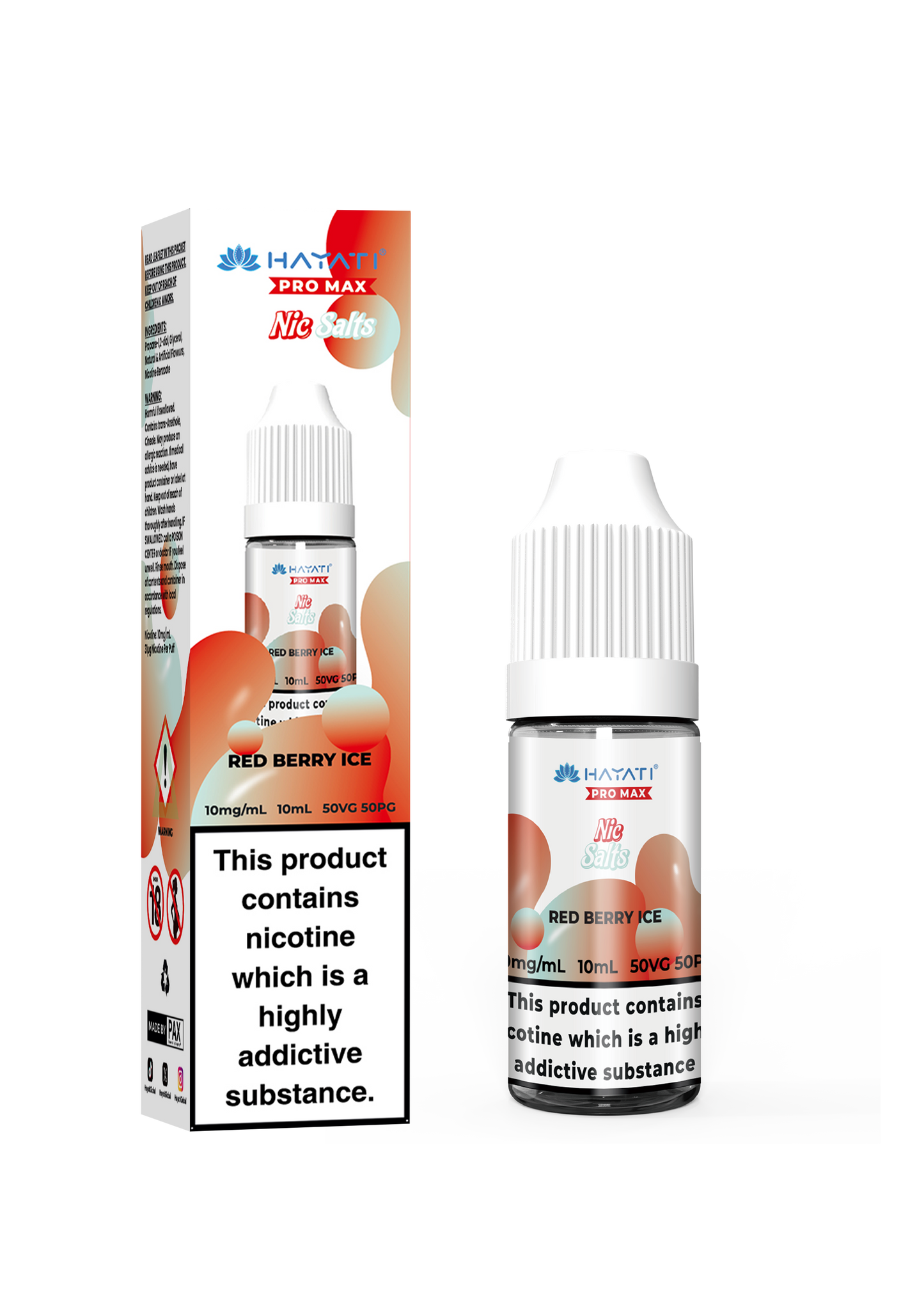 Buy Hayati Pro Max 10ml Nic Salt E-Liquid - Pack of 10 Red Berry Ice