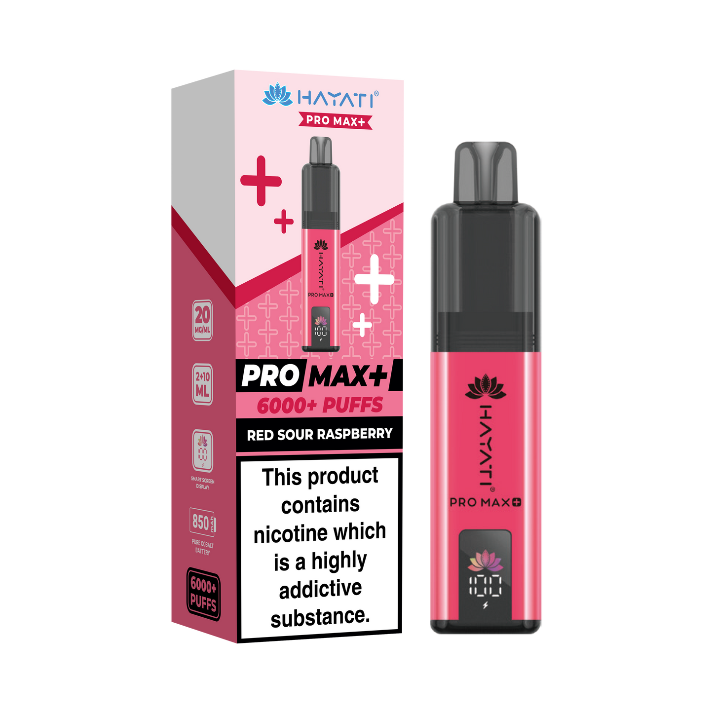 Buy Hayati Pro Max Plus 6000 Prefilled Vape Box of 5 Red Sour Raspberry