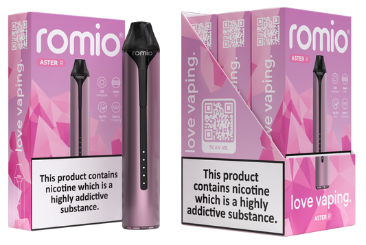 Buy Romio Aster R Refillable Pod Vape Kit Champagne Pink
