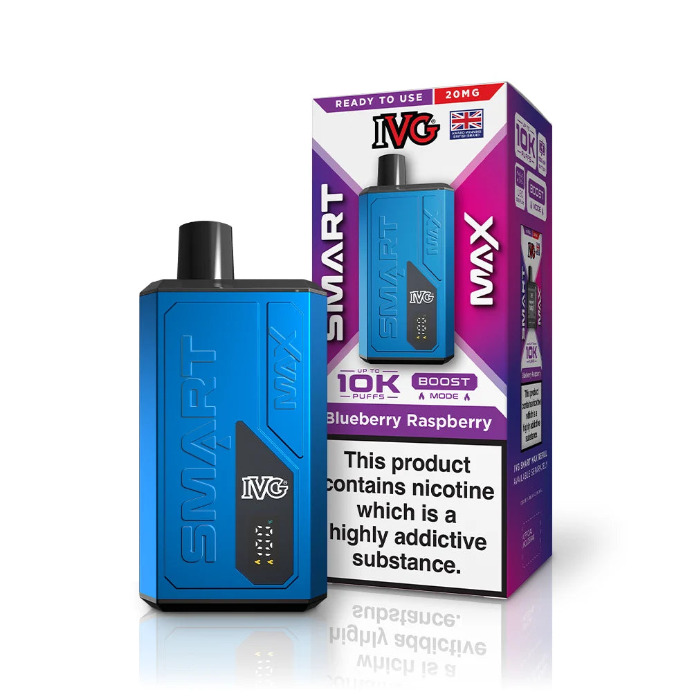 Buy IVG Smart Max 10k Prefilled Pod Kit Box of 5 Blueberry Raspberry