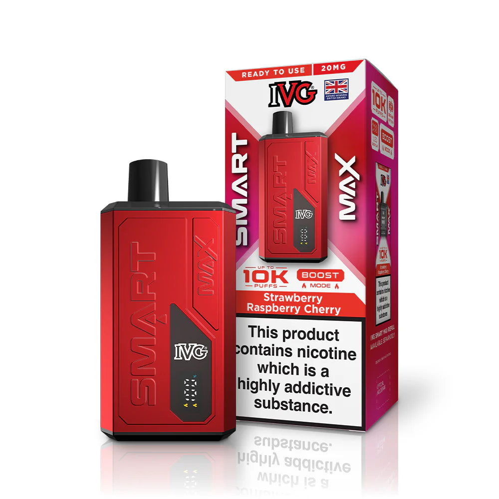 Buy IVG Smart Max 10k Prefilled Pod Kit Box of 5 Strawberry Raspberry Cherry