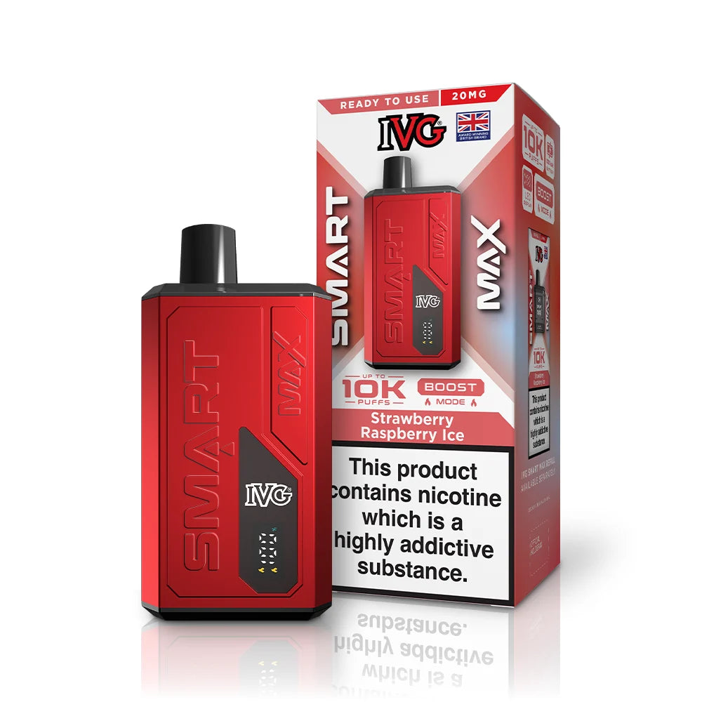 Buy IVG Smart Max 10k Prefilled Pod Kit Box of 5 Strawberry Raspberry Ice