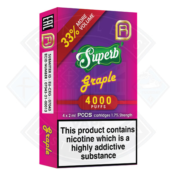 Buy Superb NanoStix Pods- Graple 4000puff 1.7%/ 4pack