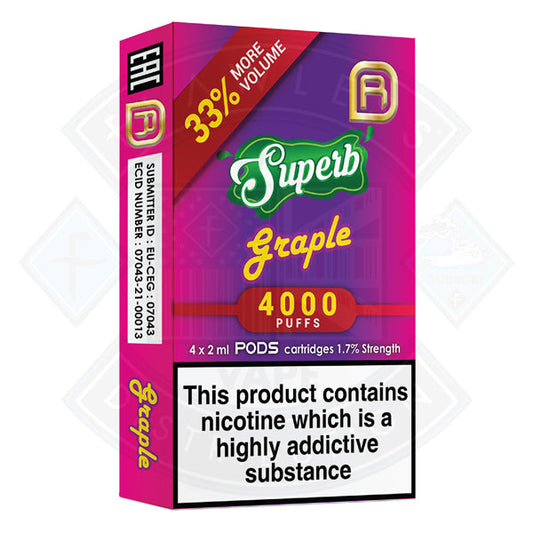 Buy Superb NanoStix Pods- Graple 4000puff 1.7%/ 4pack