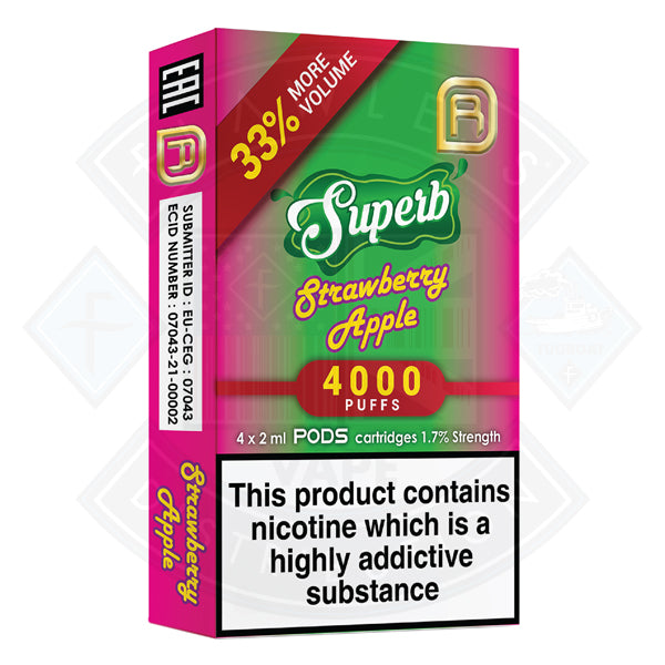 Buy Superb NanoStix Pods- Strawberry Apple 4000puff 1.7%/ 4pack