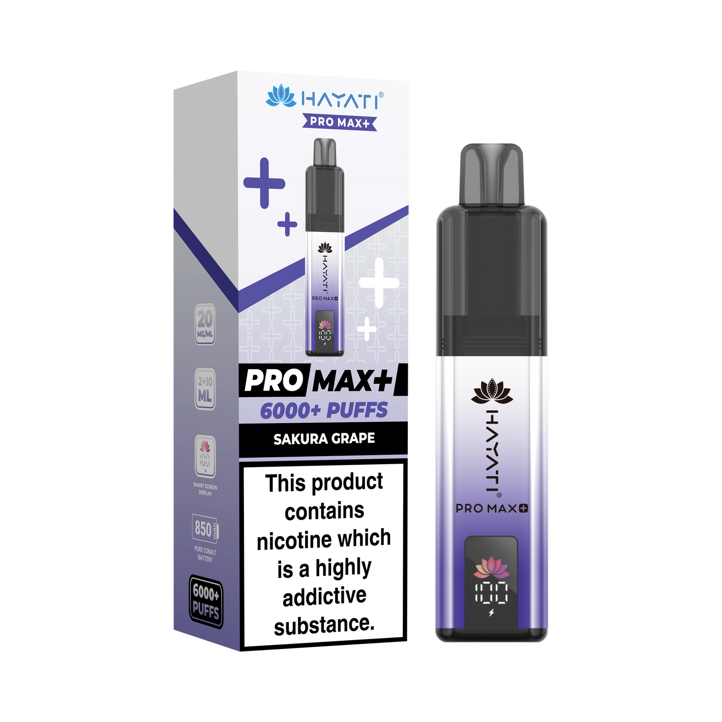 Buy Hayati Pro Max Plus 6000 Prefilled Vape Box of 5 Sakura Grape