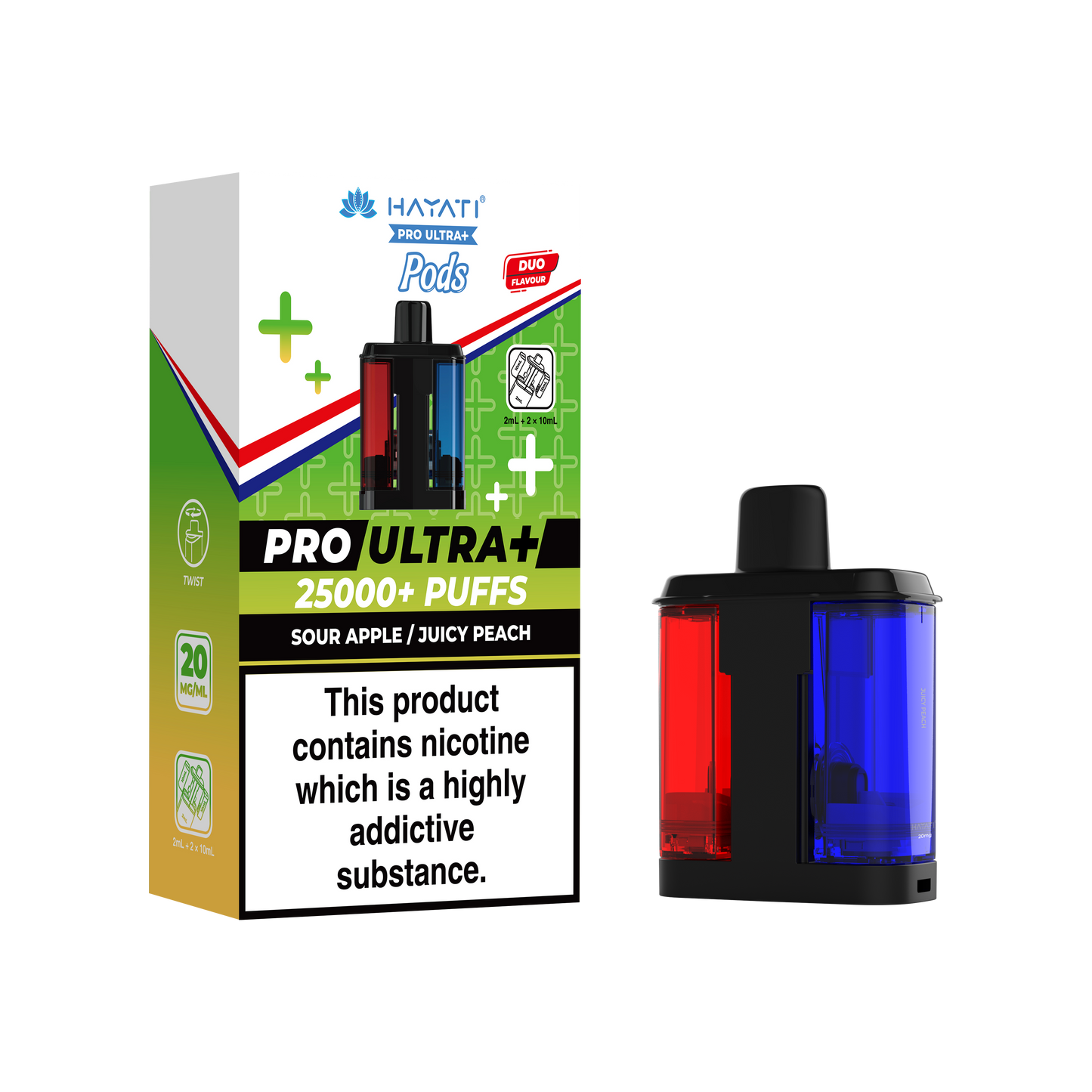 Buy Hayati Pro Ultra Plus 25k Prefilled Pods Pack of 5 Sour Apple Juicy Peach