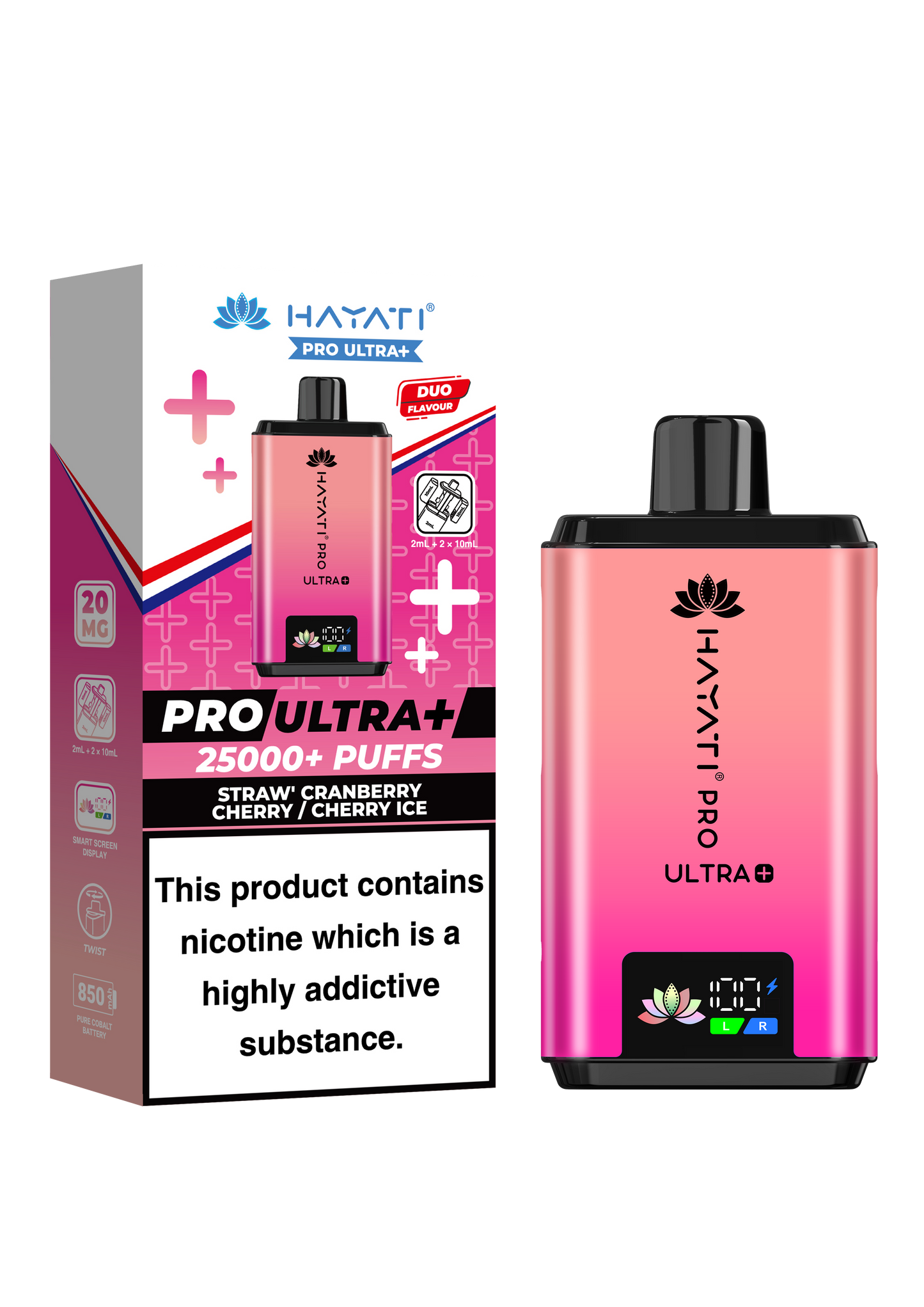 Buy Hayati Pro Ultra Plus 25k Prefilled Vape Kit Box of 5 Strawberry Cranberry Cherry Cherry Ice