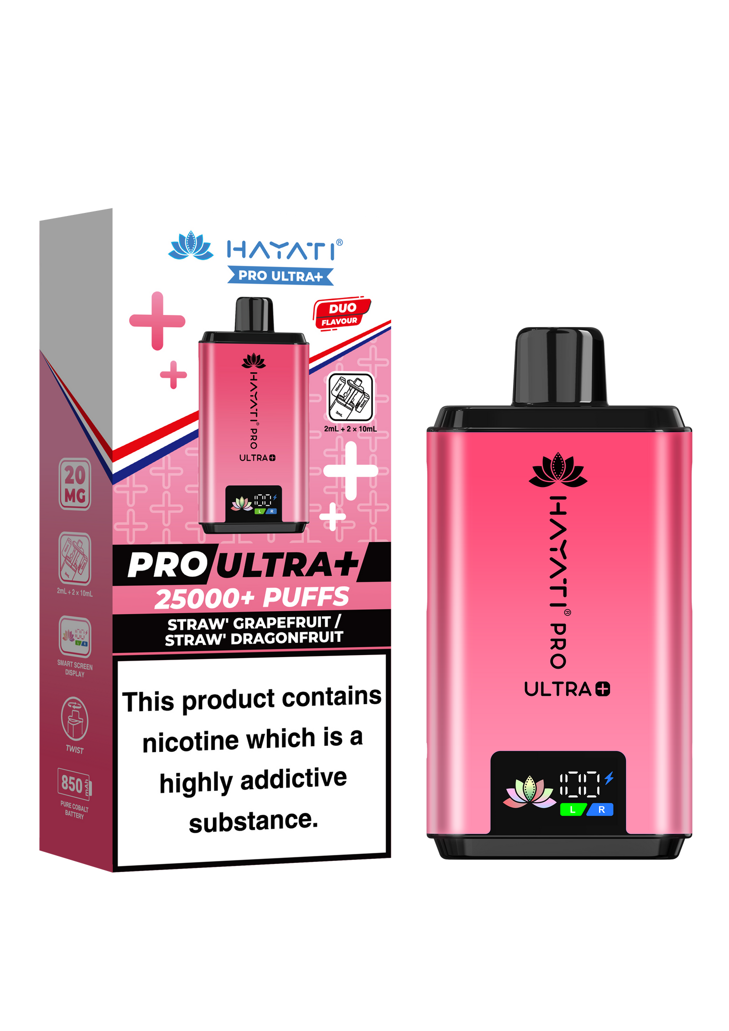 Buy Hayati Pro Ultra Plus 25k Prefilled Vape Kit Box of 5 Straw Grapefruit Straw Dragonfruit